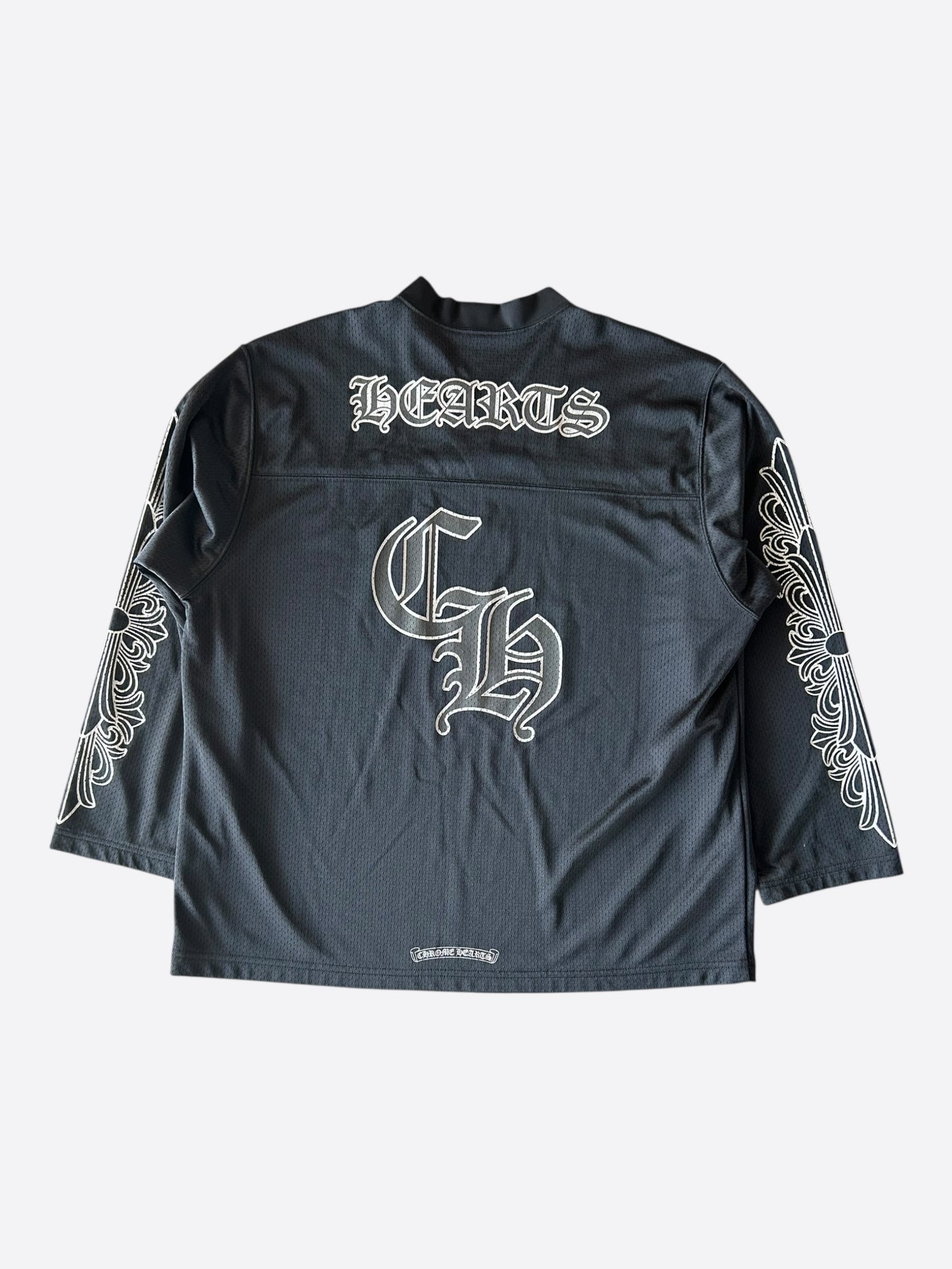 Chrome Hearts Black & White Floral Nylon Mesh Longsleeve Jersey