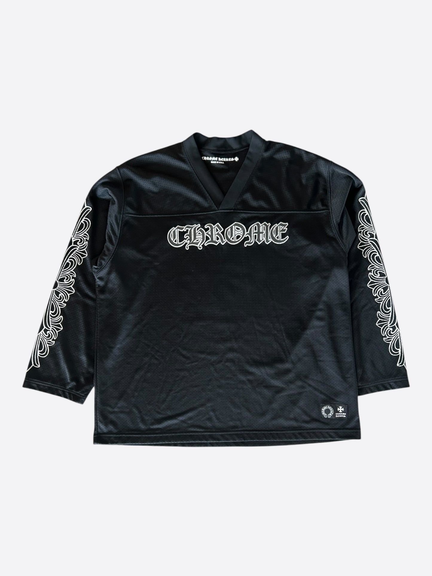 Chrome Hearts Black & White Floral Nylon Mesh Longsleeve Jersey