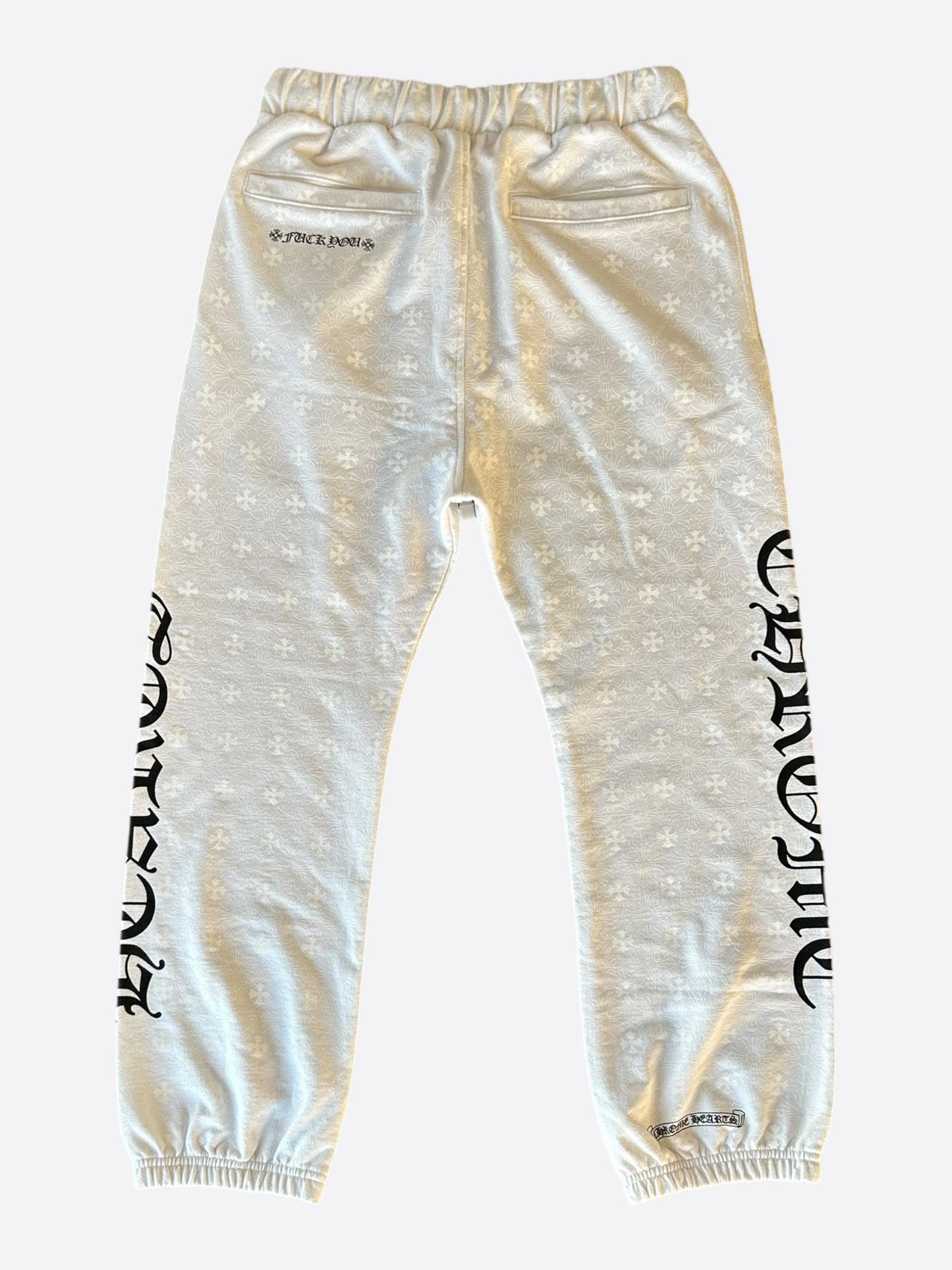 Chrome Hearts White & Black Horseshoe Logo Cross Jacquard Sweatpants