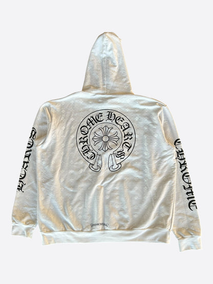 Chrome Hearts White & Black Cross Jacquard Horseshoe Logo Hoodie