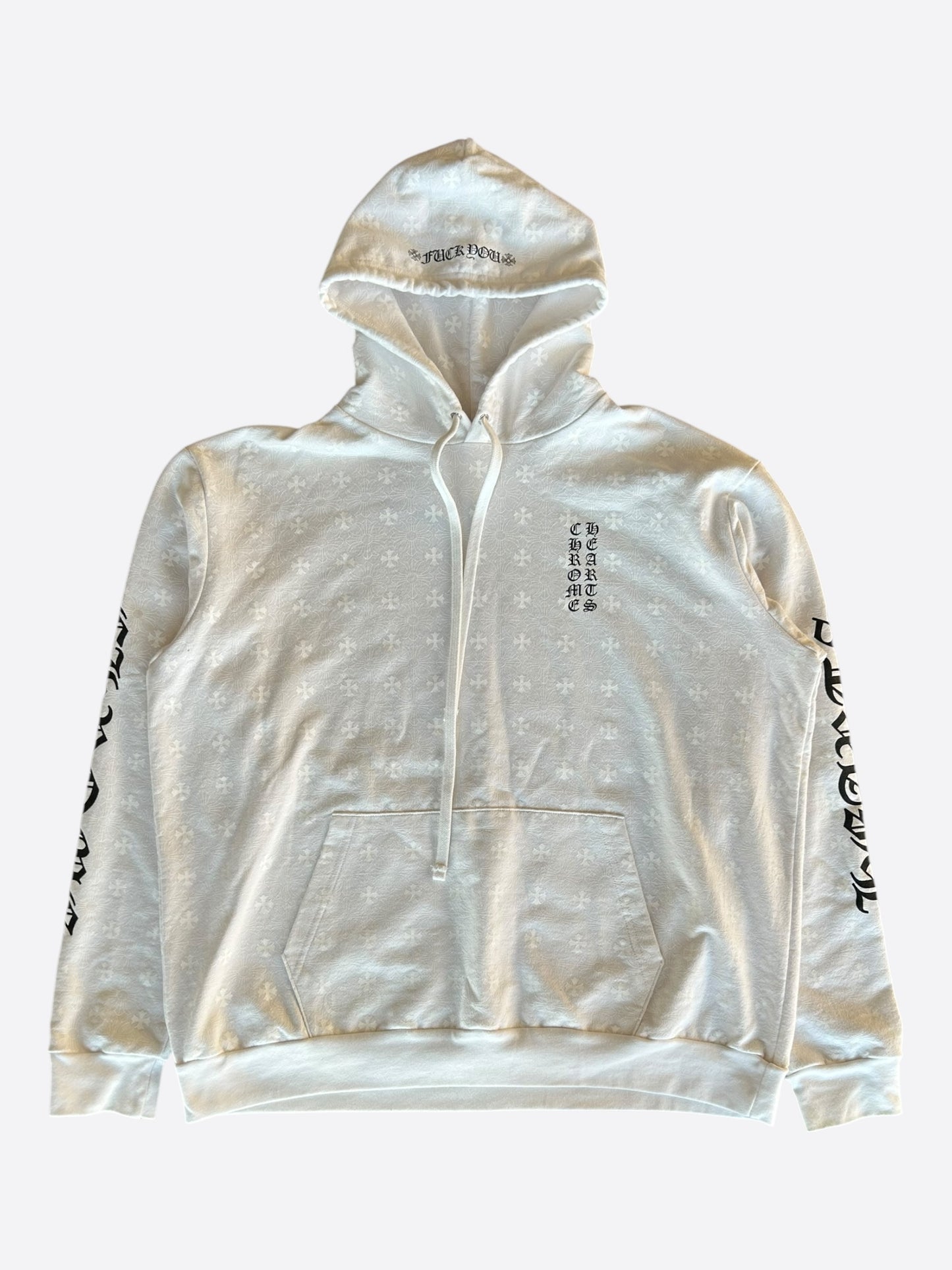 Chrome Hearts White & Black Cross Jacquard Horseshoe Logo Hoodie