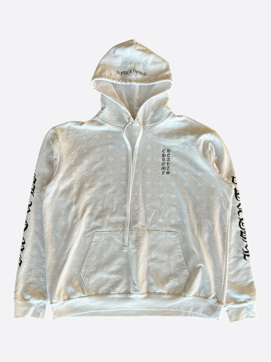 Chrome Hearts White & Black Cross Jacquard Horseshoe Logo Hoodie