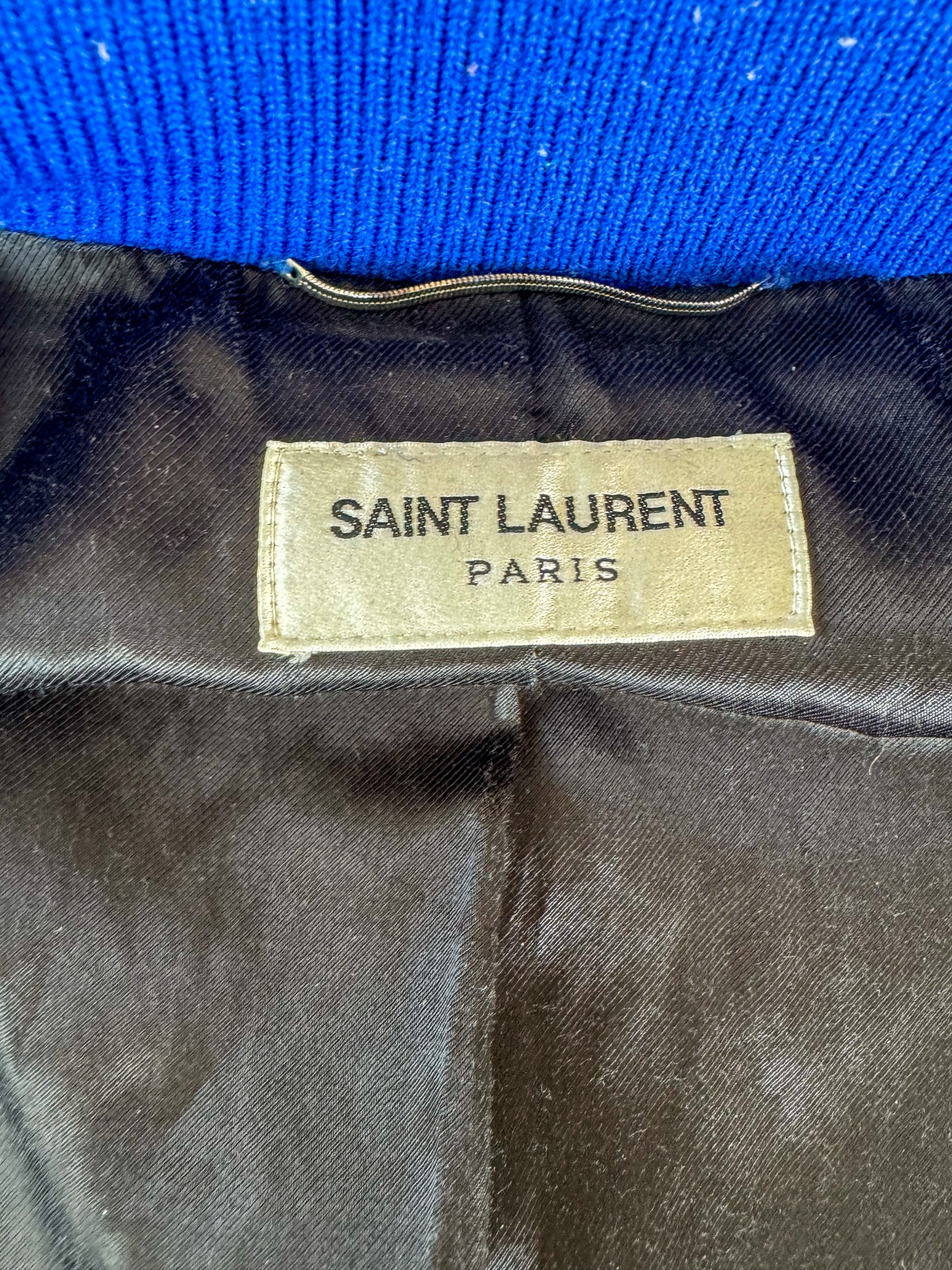 Saint Laurent Blue & White Wool Teddy Jacket