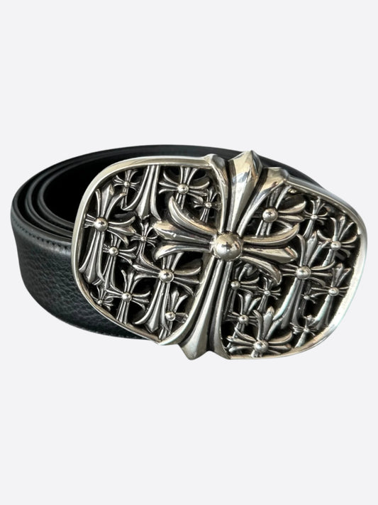 Chrome Hearts Black & Silver Cemetery Buckle Belt