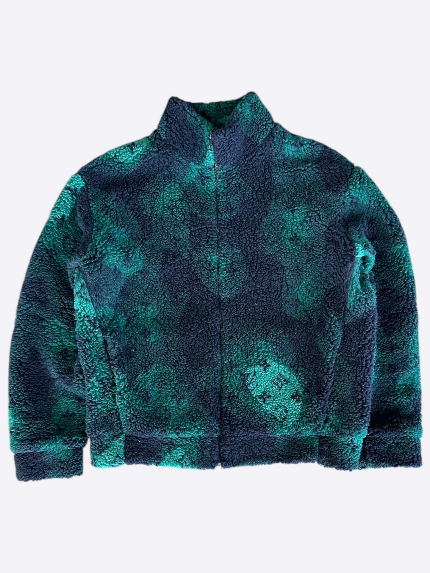 Louis Vuitton Green Camouflage Monogram Fleece Zip Up Jacket