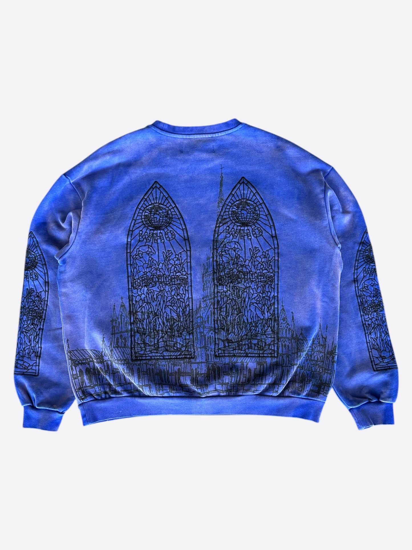 Who Decides War Blue & Black Embroidered Cathedral Sweater