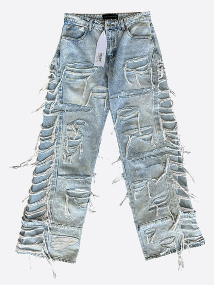 Who Decides War Blue Ultra Flare Rhinestone Distressed Jeans