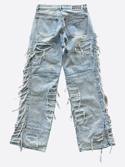 Who Decides War Blue Ultra Flare Rhinestone Distressed Jeans