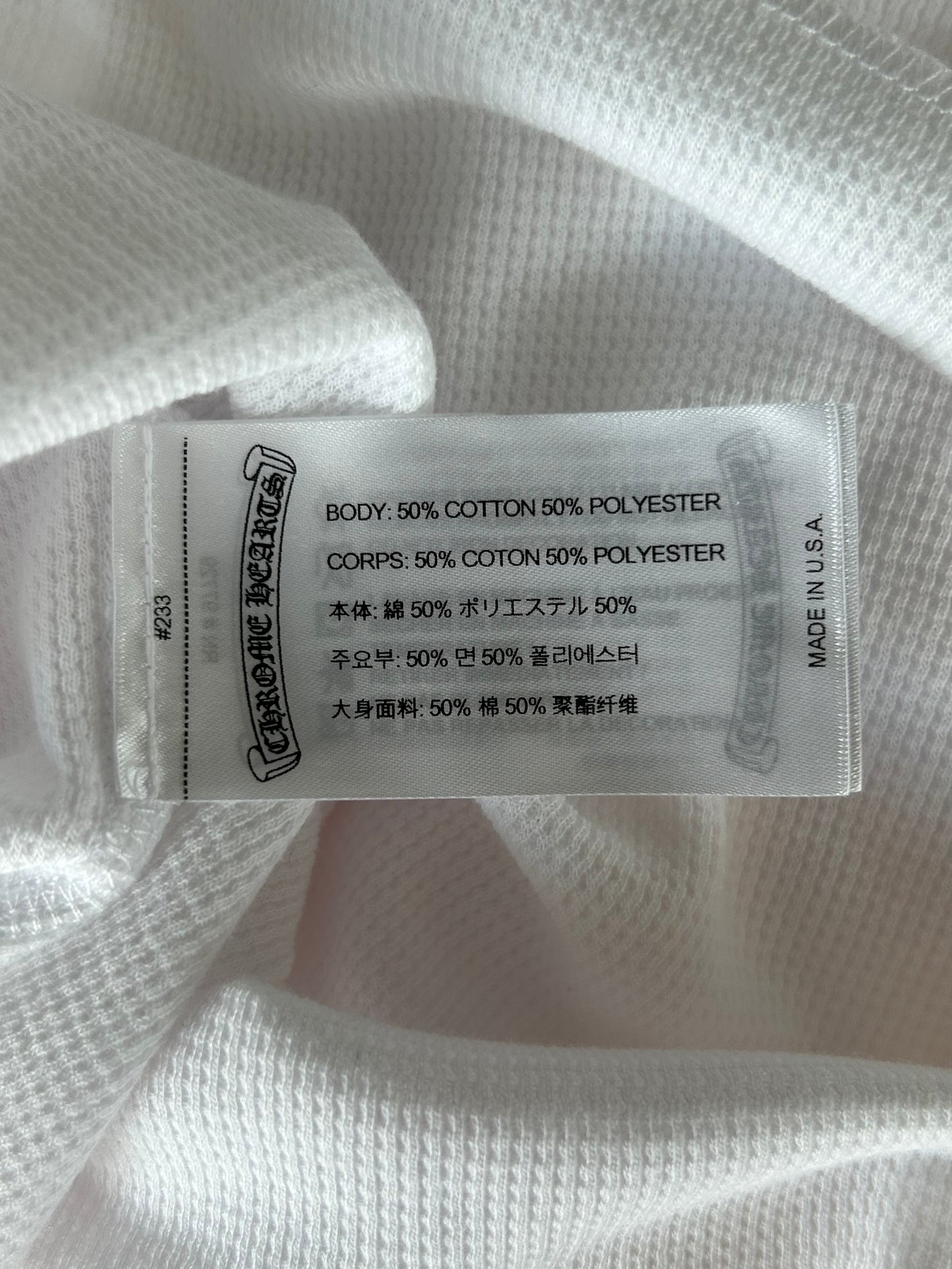 Chrome Hearts White & Black Script Logo Thermal Longsleeve T-Shirt