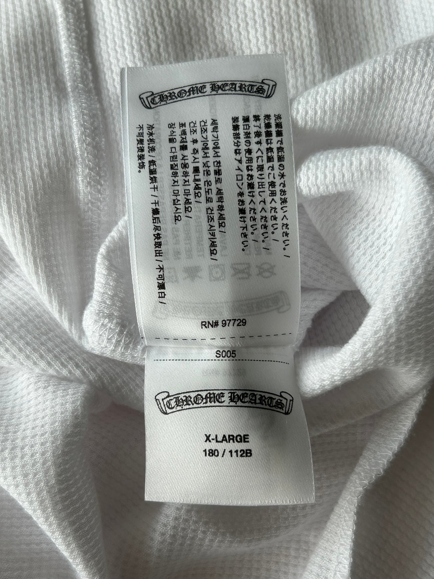 Chrome Hearts White & Black Script Logo Thermal Longsleeve T-Shirt