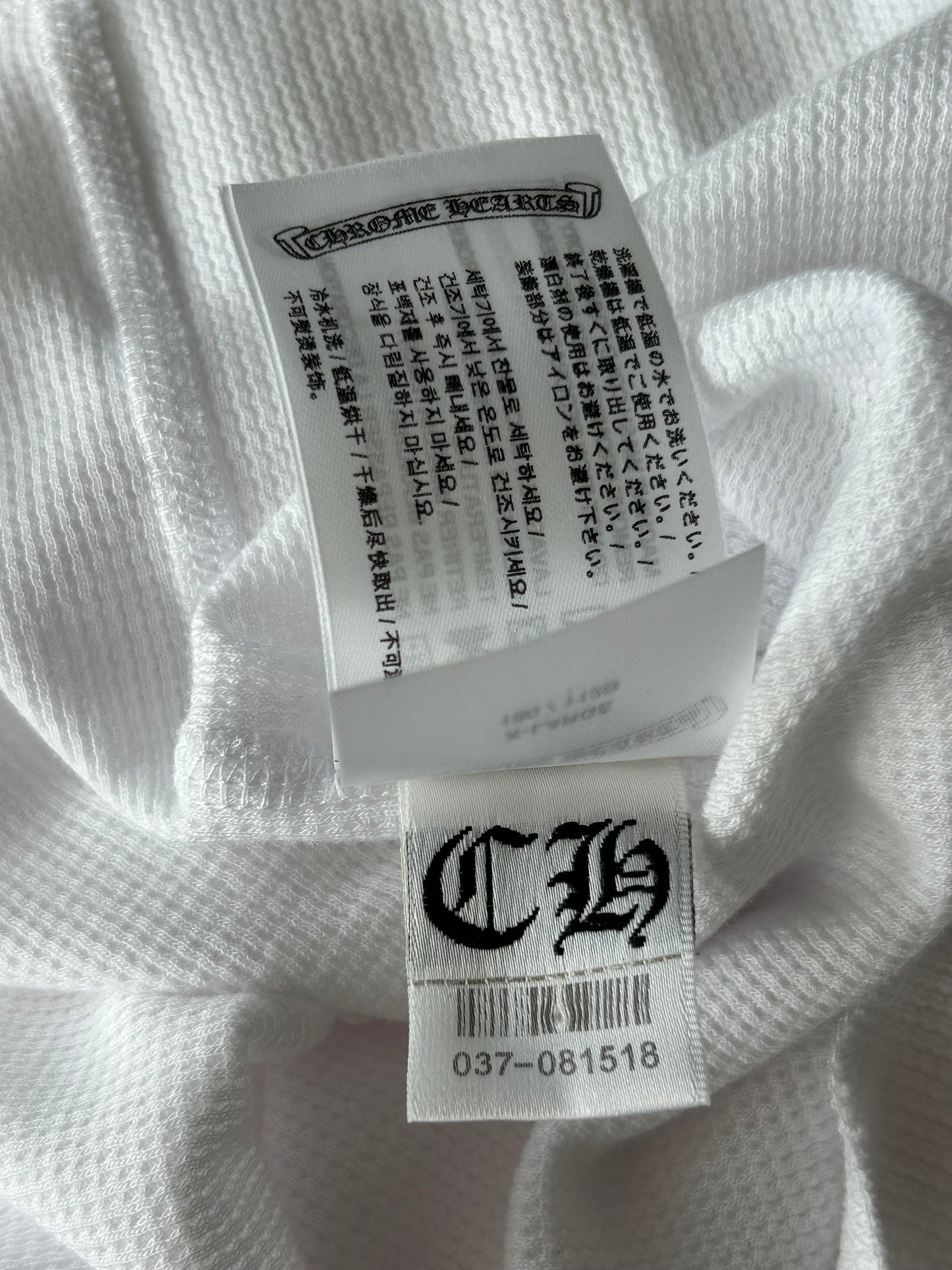 Chrome Hearts White & Black Script Logo Thermal Longsleeve T-Shirt