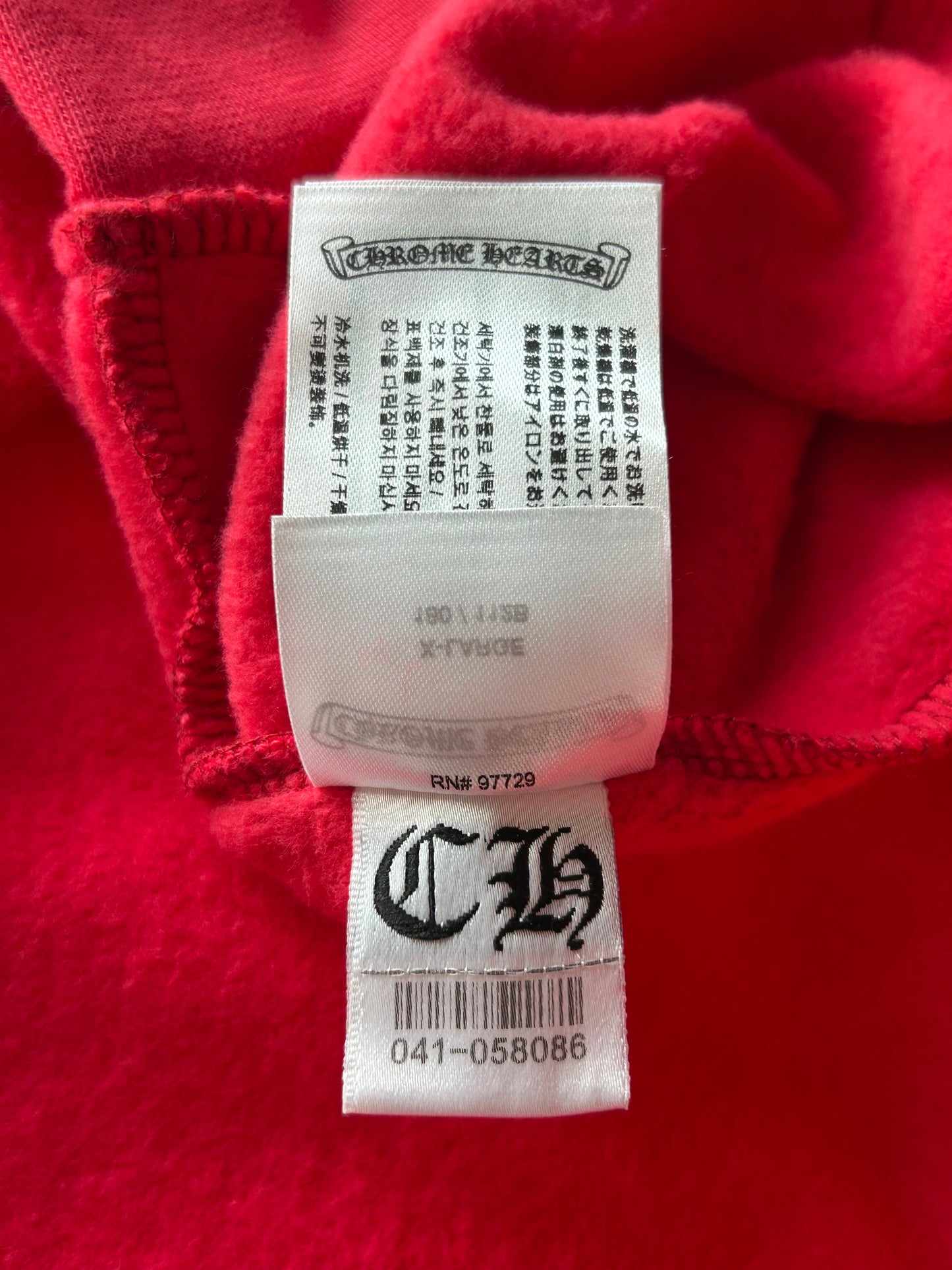Chrome Hearts Red & White Scroll Logo Hoodie