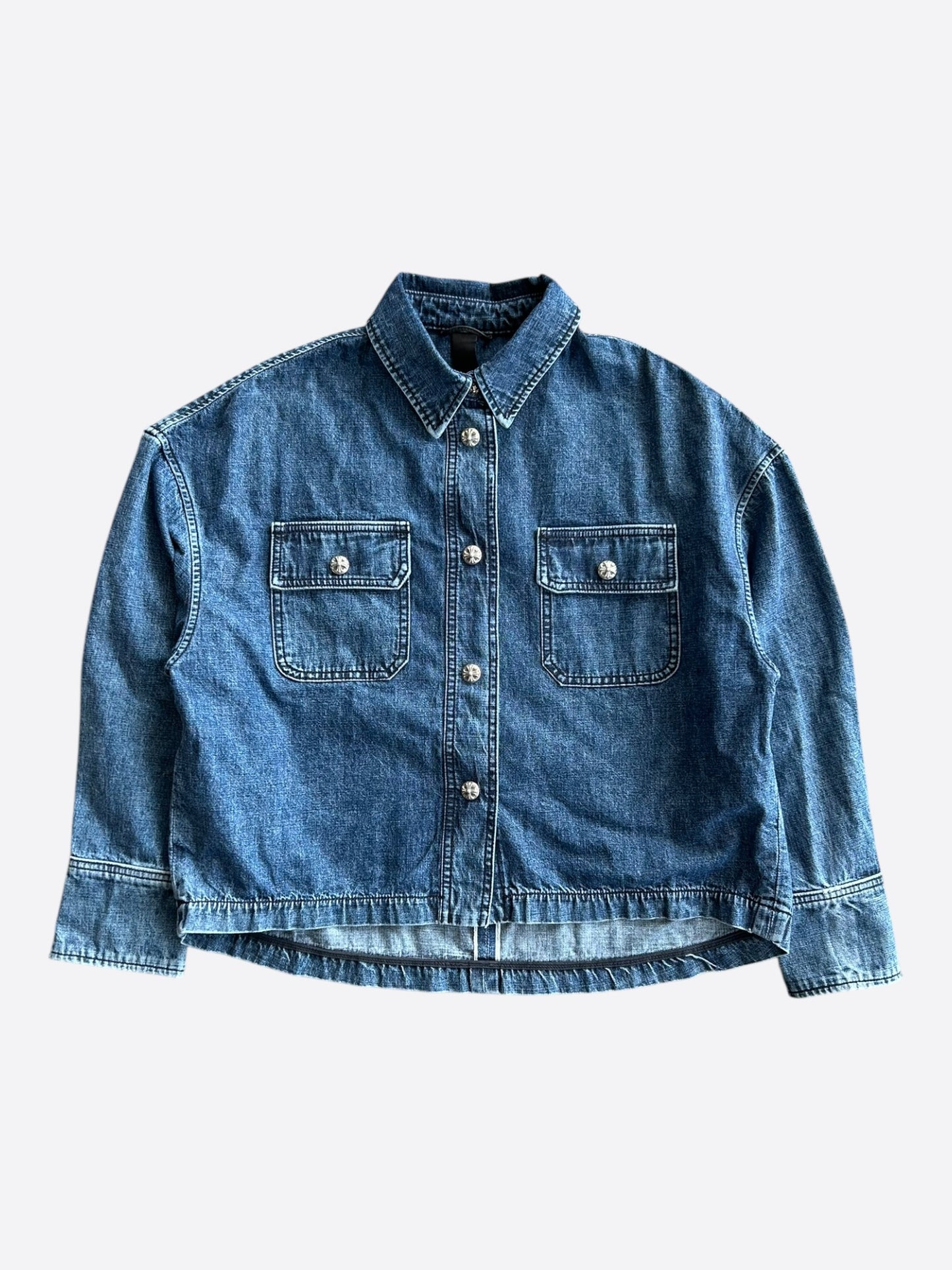 Chrome Hearts Blue Women's Denim Button Up Shirt