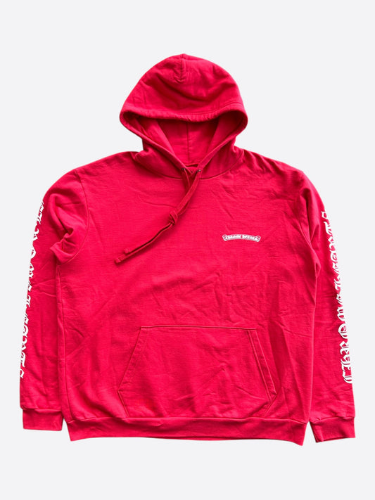 Chrome Hearts Red & White Scroll Logo Hoodie
