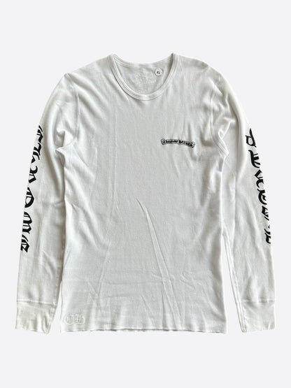 Chrome Hearts White & Black Script Logo Thermal Longsleeve T-Shirt
