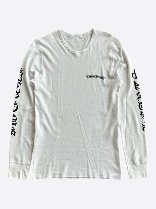 Chrome Hearts White & Black Script Logo Thermal Longsleeve T-Shirt
