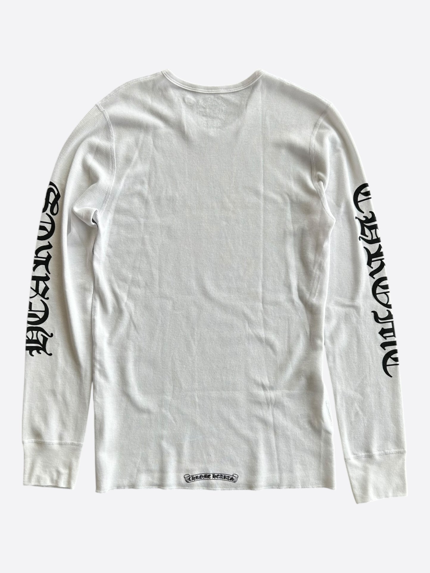 Chrome Hearts White & Black Script Logo Thermal Longsleeve T-Shirt