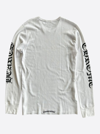 Chrome Hearts White & Black Script Logo Thermal Longsleeve T-Shirt