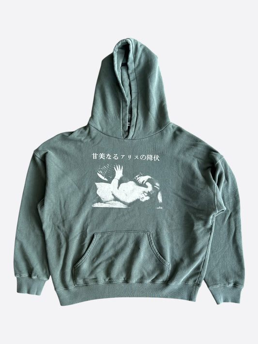 Enfants Riches Deprimes Faded Green & White Sweet Surrender Of Alice Hoodie