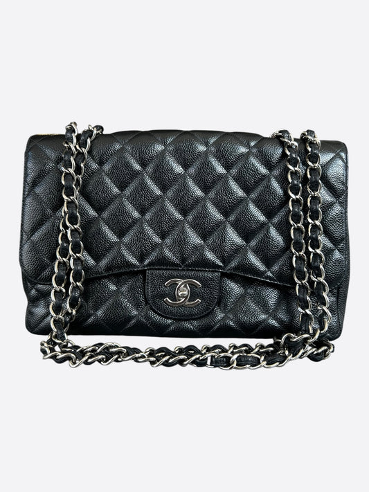 Chanel Black Caviar Quilted Jumbo Flap Bag