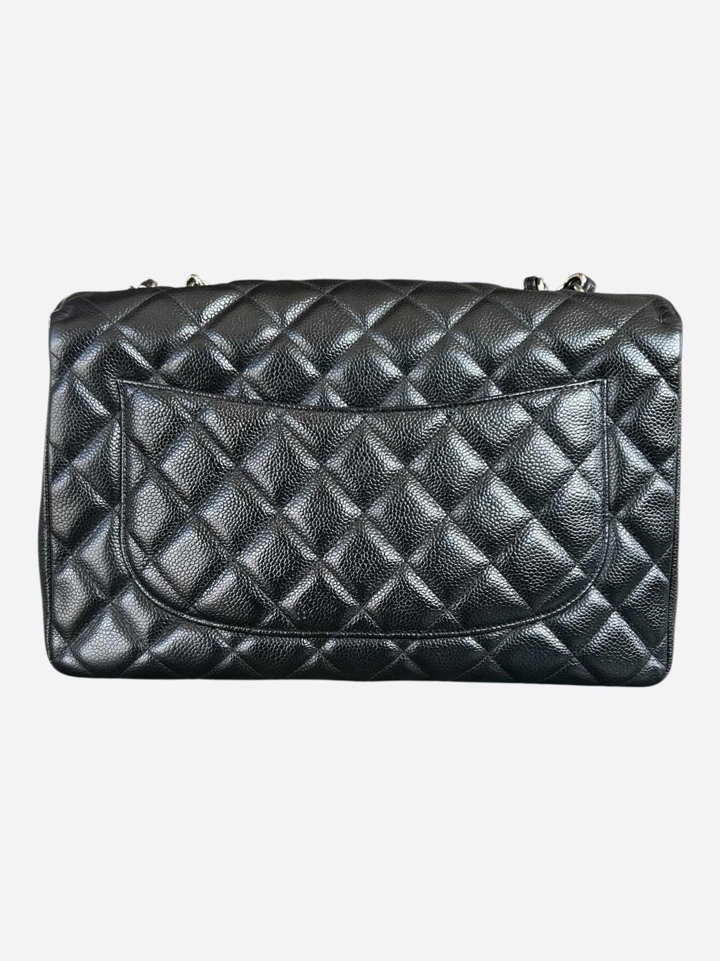 Chanel Black Caviar Quilted Jumbo Flap Bag