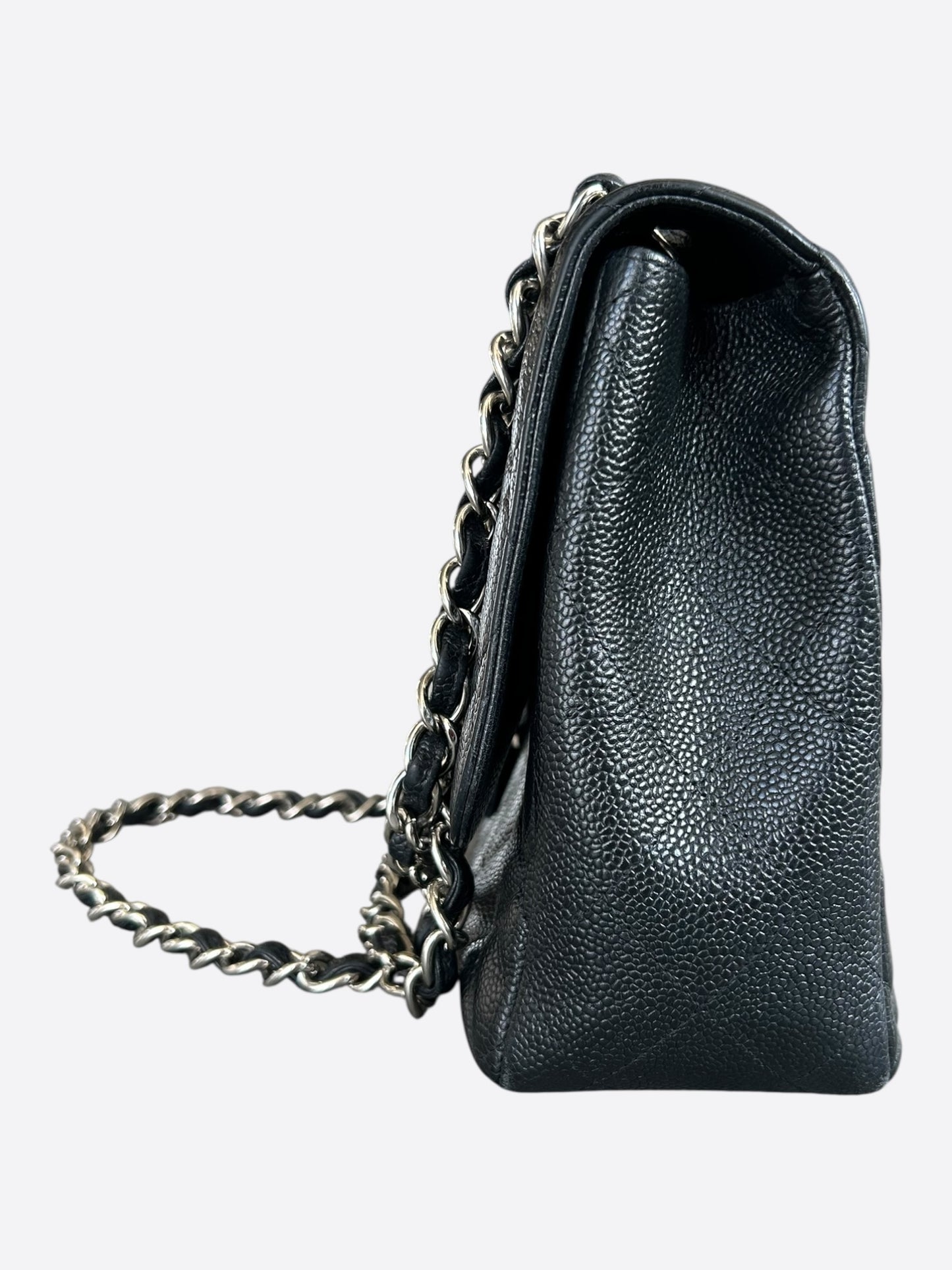 Chanel Black Caviar Quilted Jumbo Flap Bag