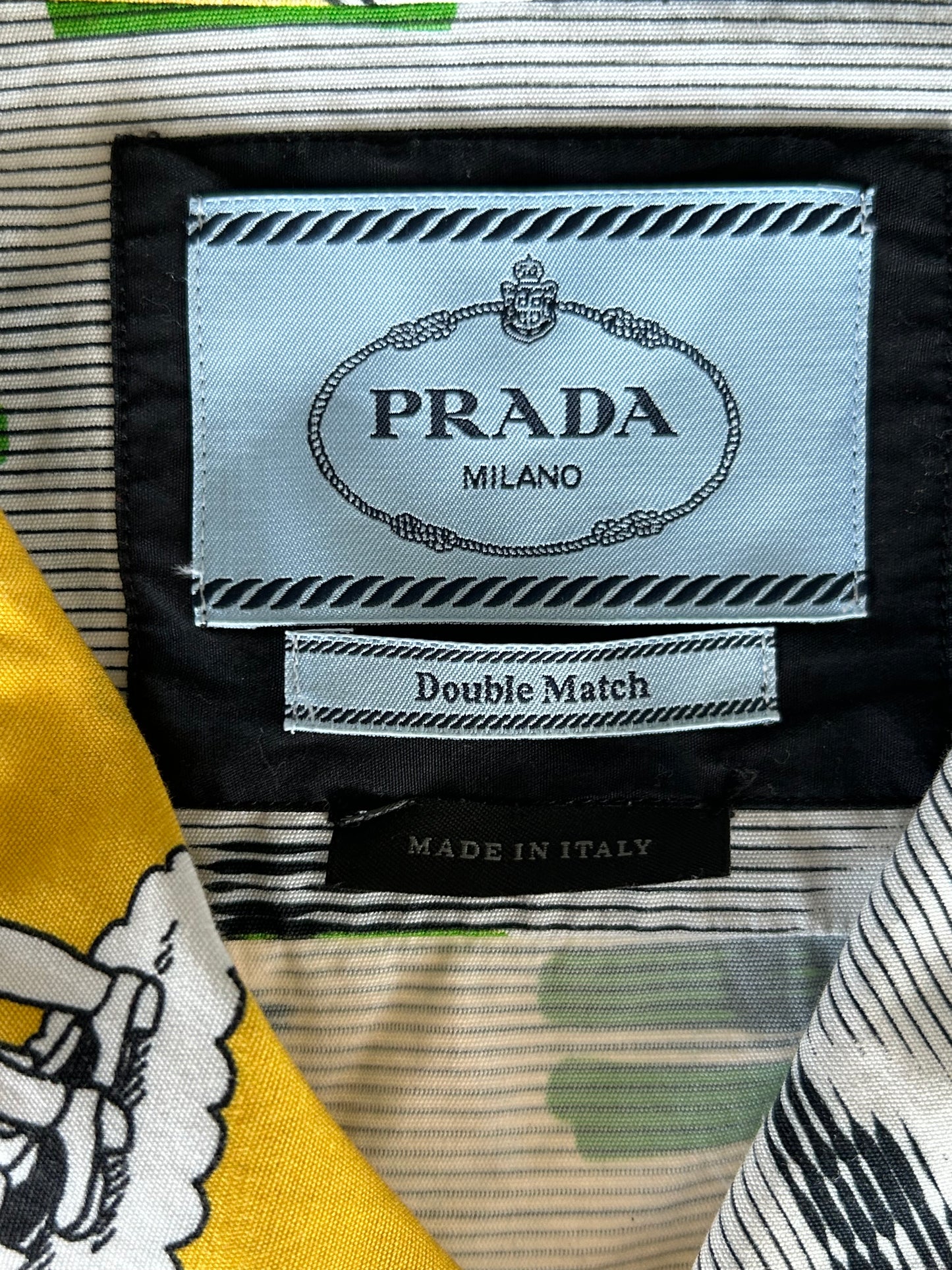 Prada Multicolor Double Match Poplin Split Button Up Shirt