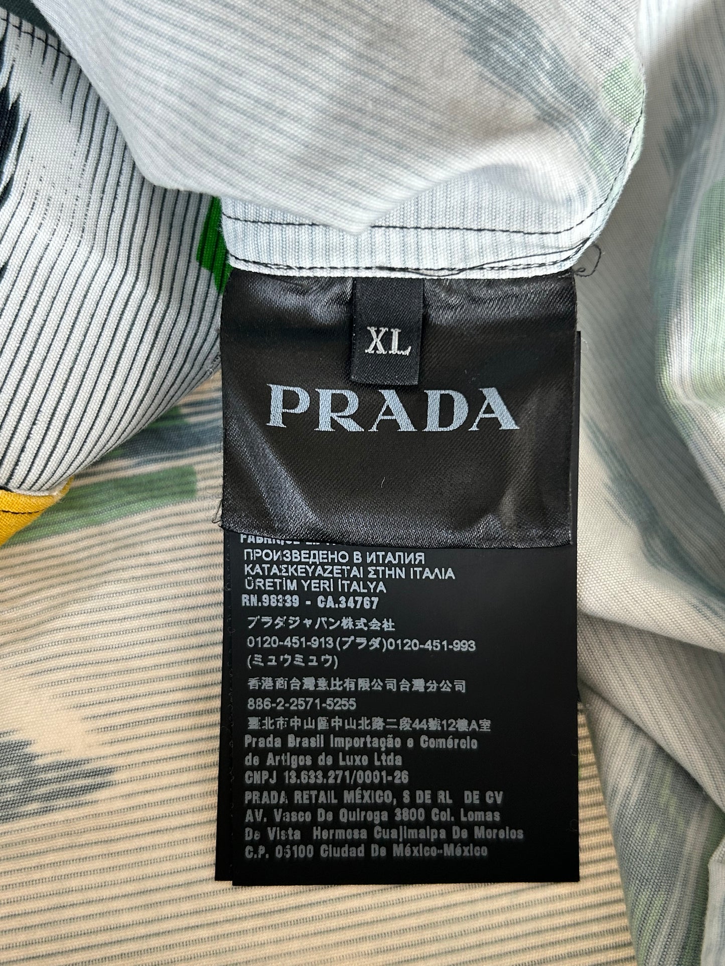 Prada Multicolor Double Match Poplin Split Button Up Shirt