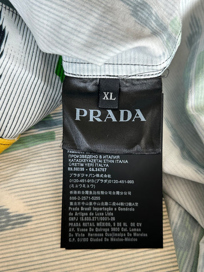 Prada Multicolor Double Match Poplin Split Button Up Shirt