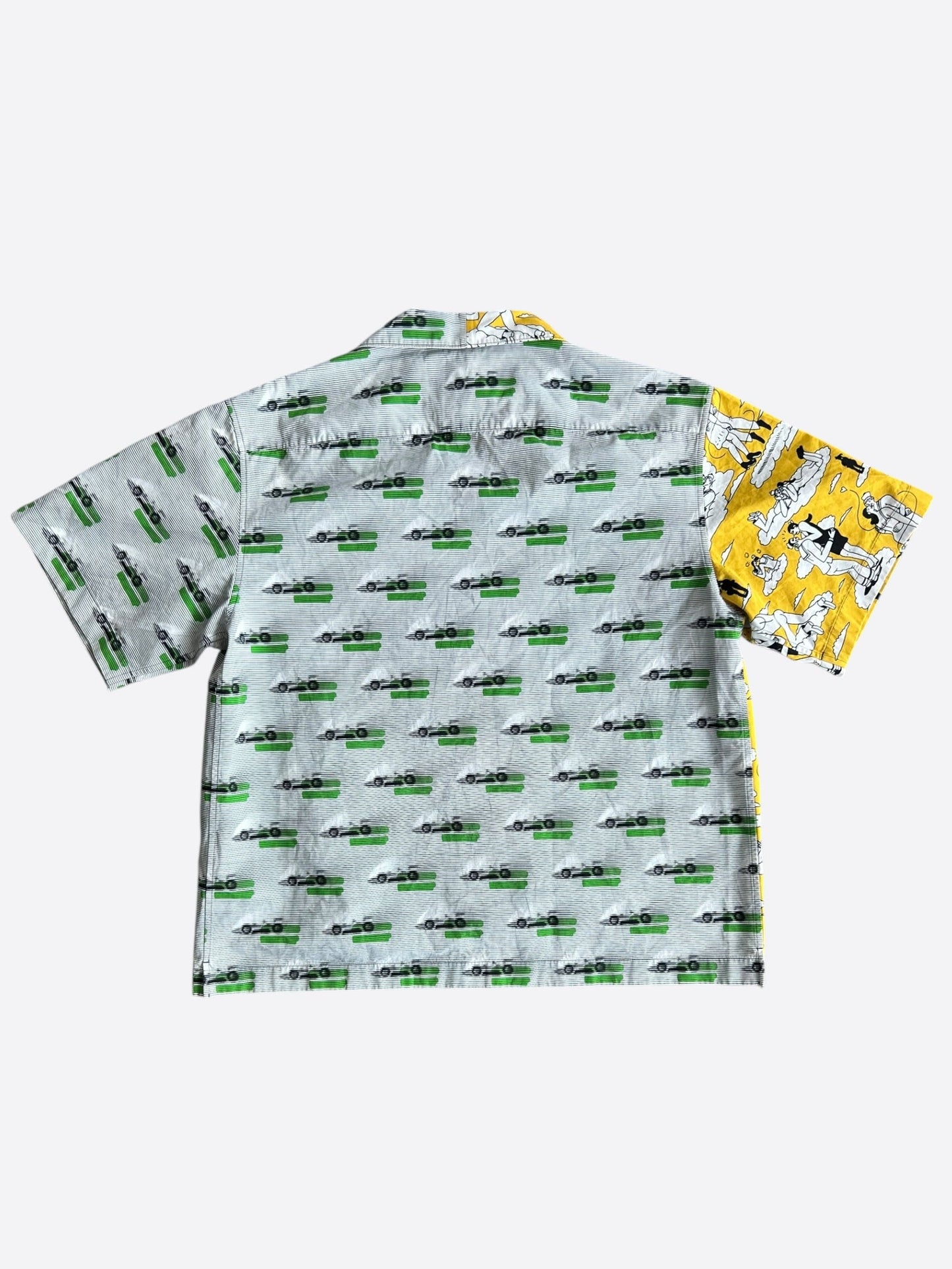 Prada Multicolor Double Match Poplin Split Button Up Shirt