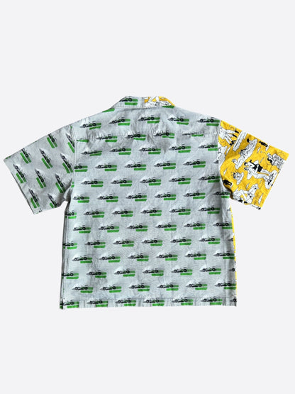 Prada Multicolor Double Match Poplin Split Button Up Shirt