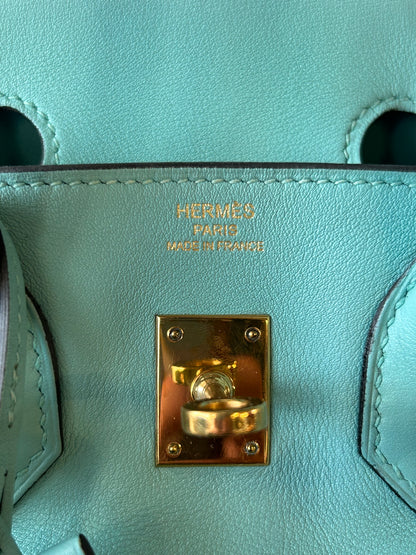 Hermes Tiffany Blue Swift & Gold Hardware Birkin 25
