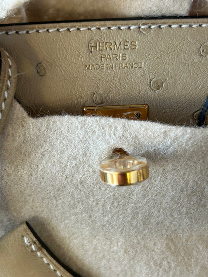 Hermes Sesame Ostrich & Gold Hardware Birkin 25
