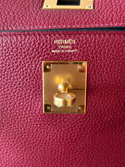 Hermes Red Togo & Gold Hardware Kelly 28