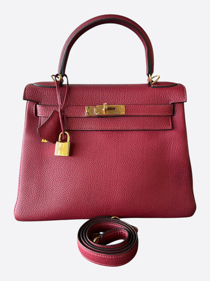 Hermes Red Togo & Gold Hardware Kelly 28
