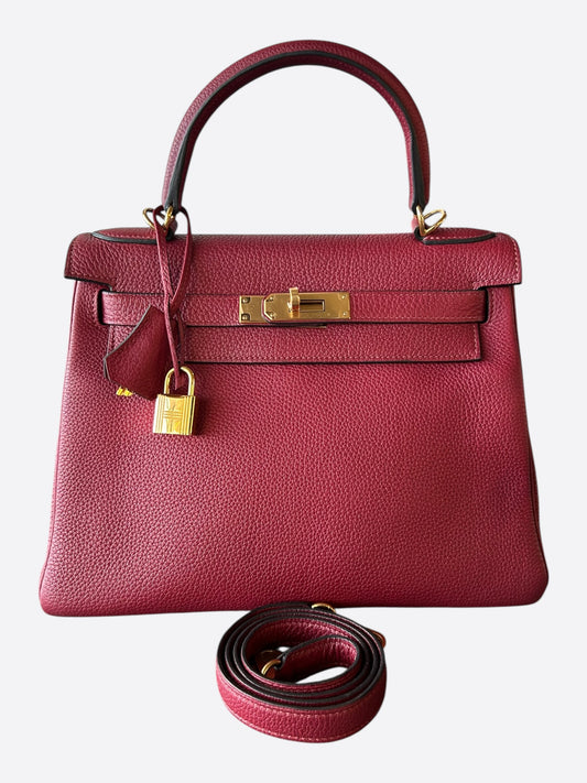 Hermes Red Togo & Gold Hardware Kelly 28