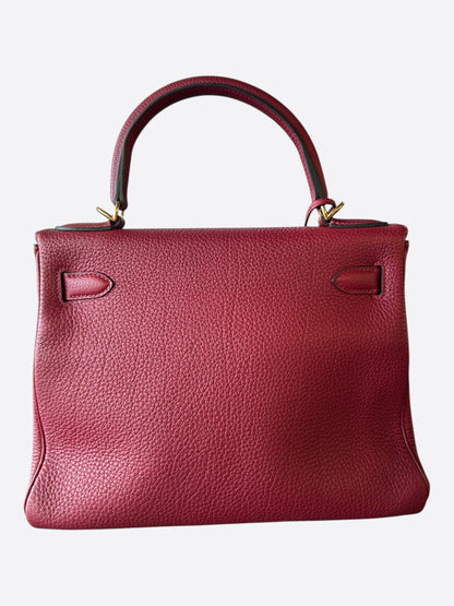Hermes Red Togo & Gold Hardware Kelly 28