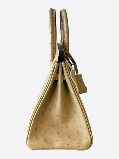 Hermes Sesame Ostrich & Gold Hardware Birkin 25