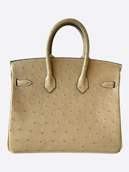 Hermes Sesame Ostrich & Gold Hardware Birkin 25