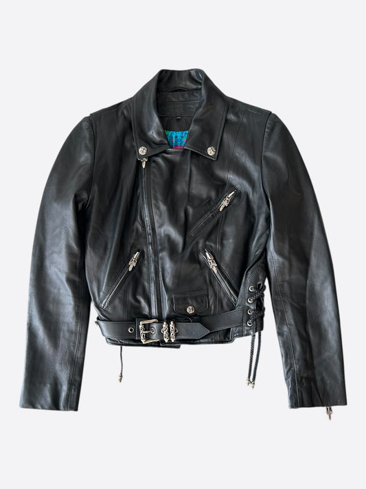 Chrome Hearts Black JJ Dean Hermes Women's Leather Jacket