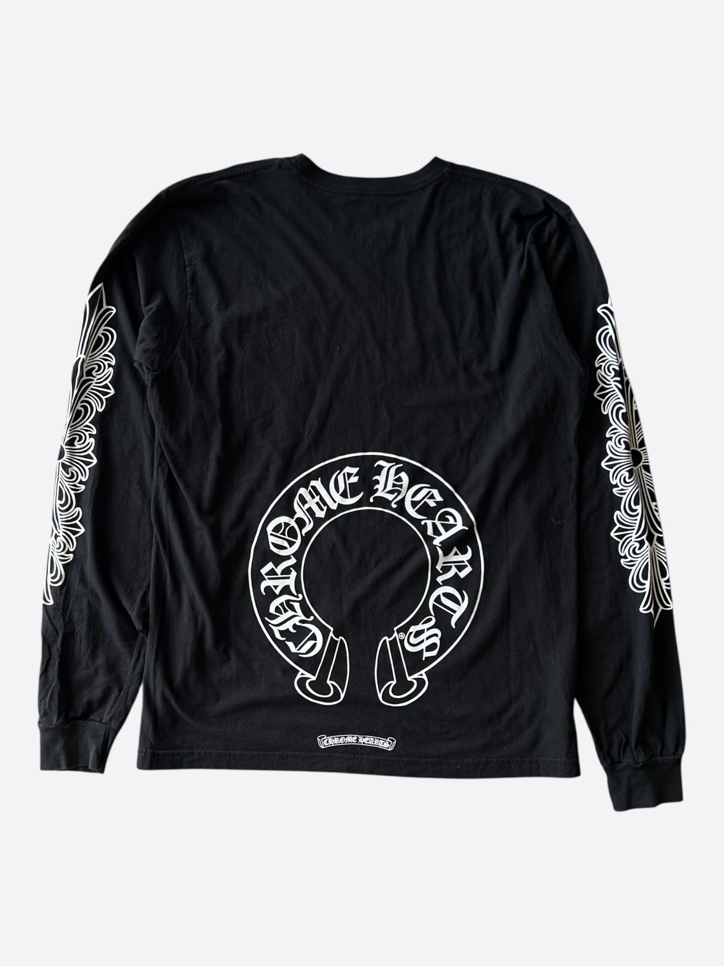 Chrome Hearts Black & White Horseshoe Logo Longsleeve T-Shirt