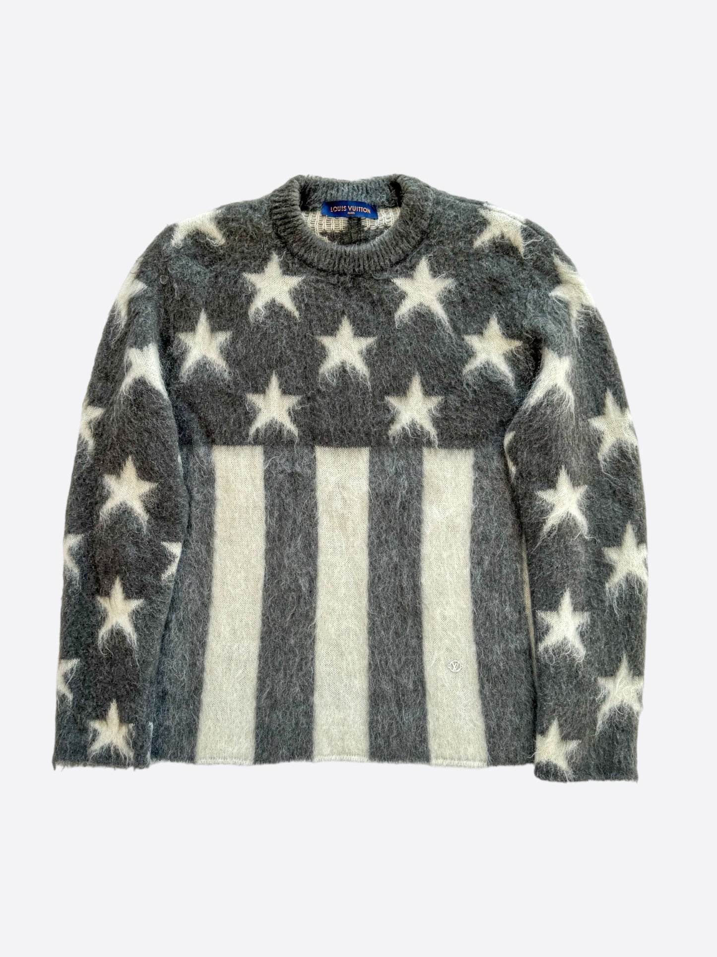 Louis Vuitton Grey & White USA Flag Mohair Sweater