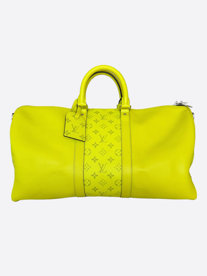 Louis Vuitton Yellow Taigarama Monogram Keepall 50