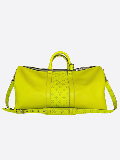 Louis Vuitton Yellow Taigarama Monogram Keepall 50