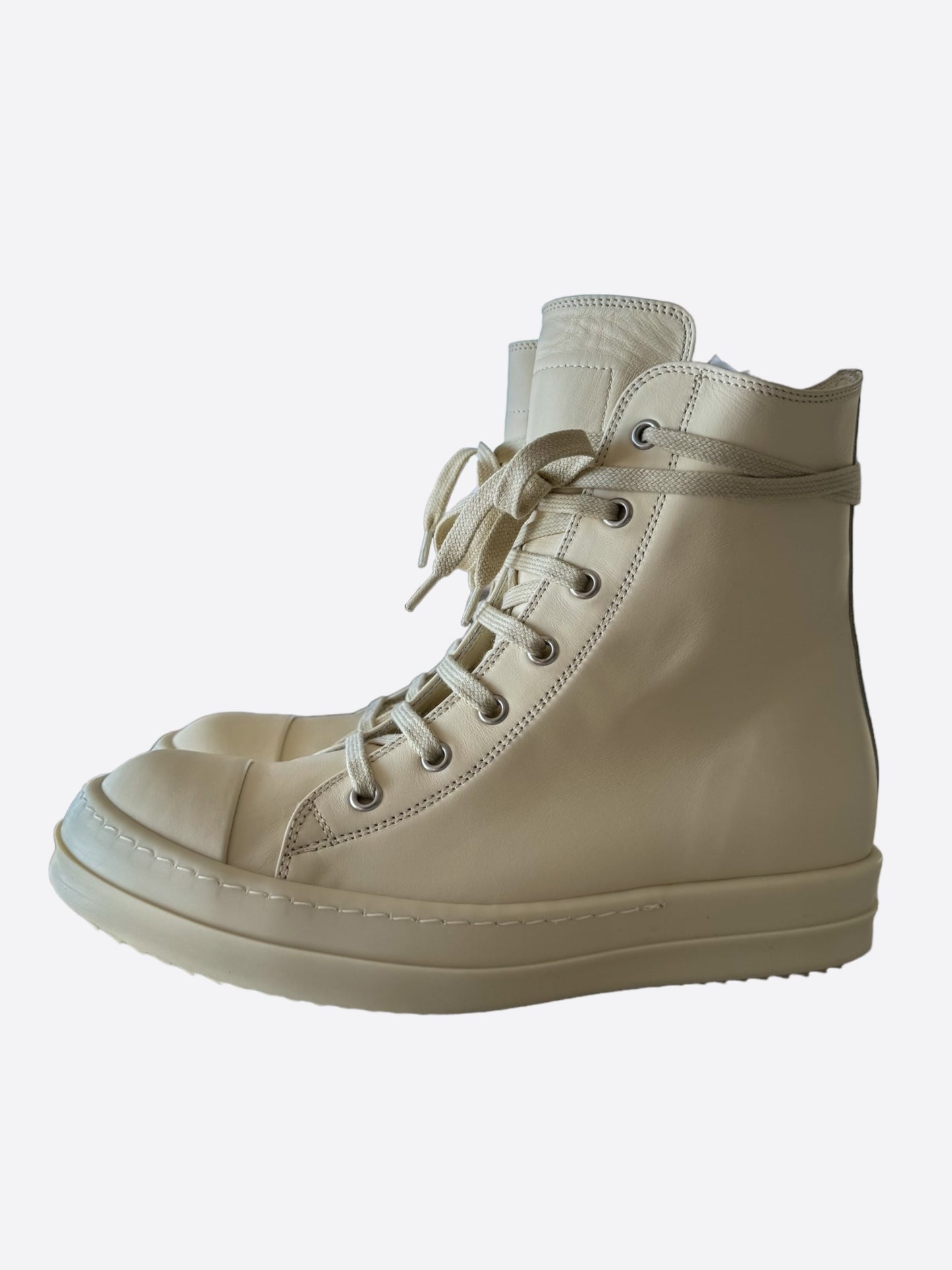 Rick Owens White Milk Hightop Sneakers