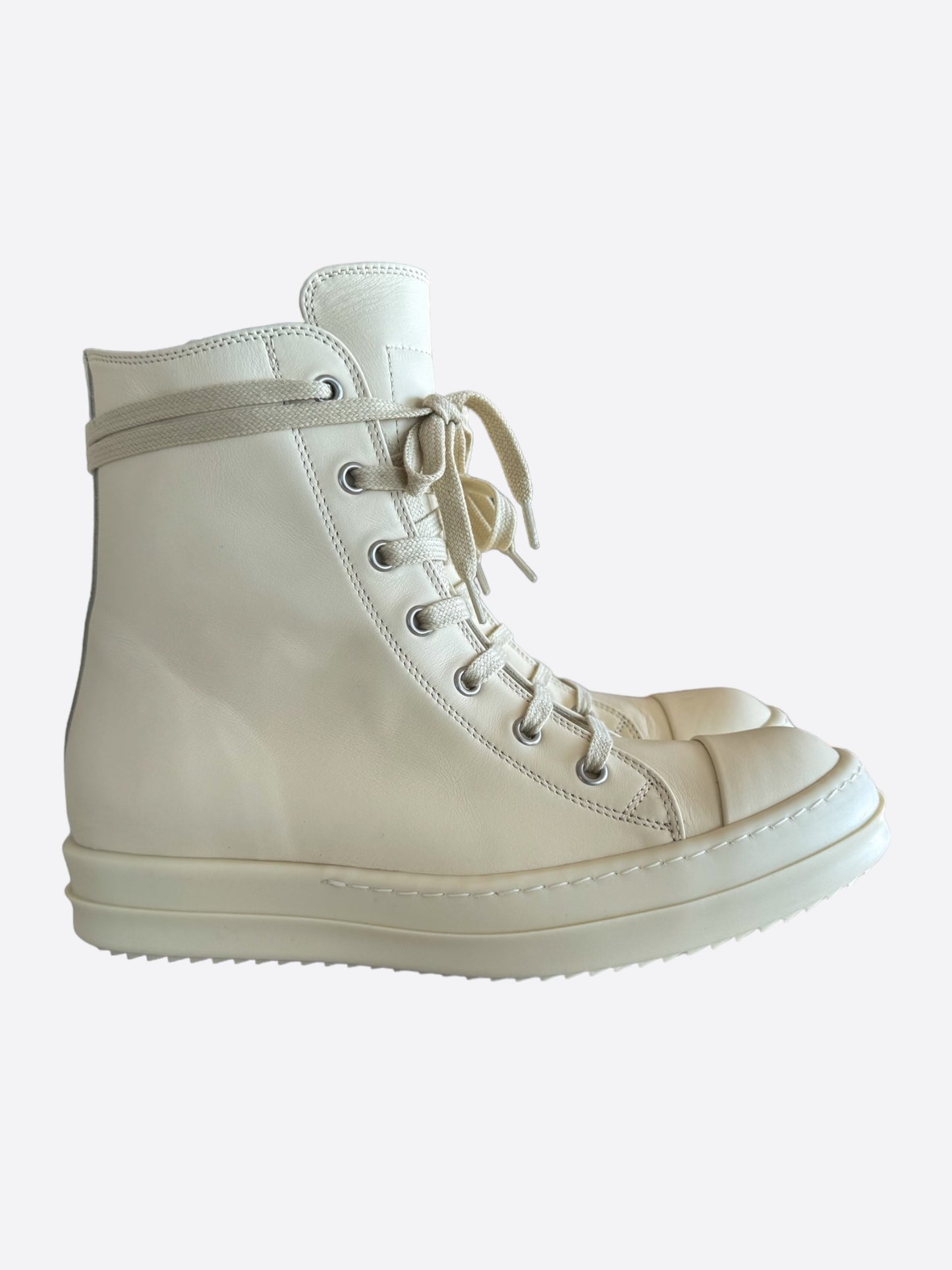 Rick Owens White Milk Hightop Sneakers