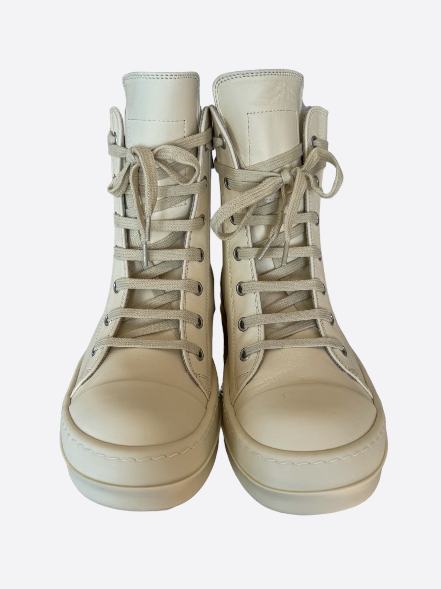 Rick Owens White Milk Hightop Sneakers