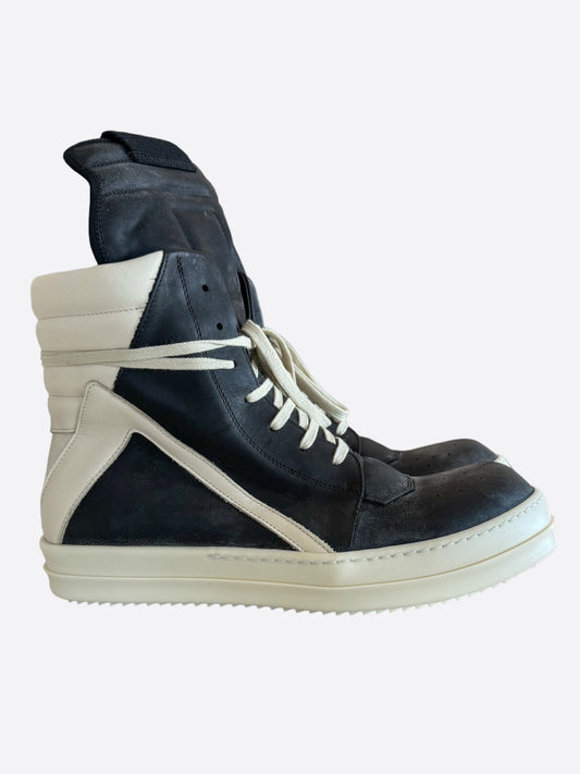 Rick Owens Black & White Geobasket Sneakers