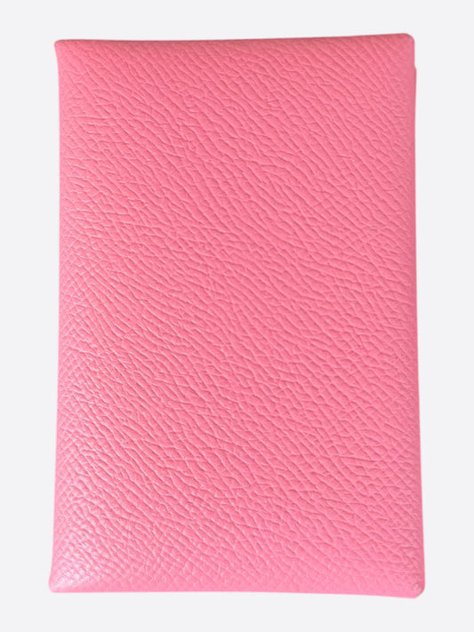 Hermes Pink Epsom Calvi Card Holder