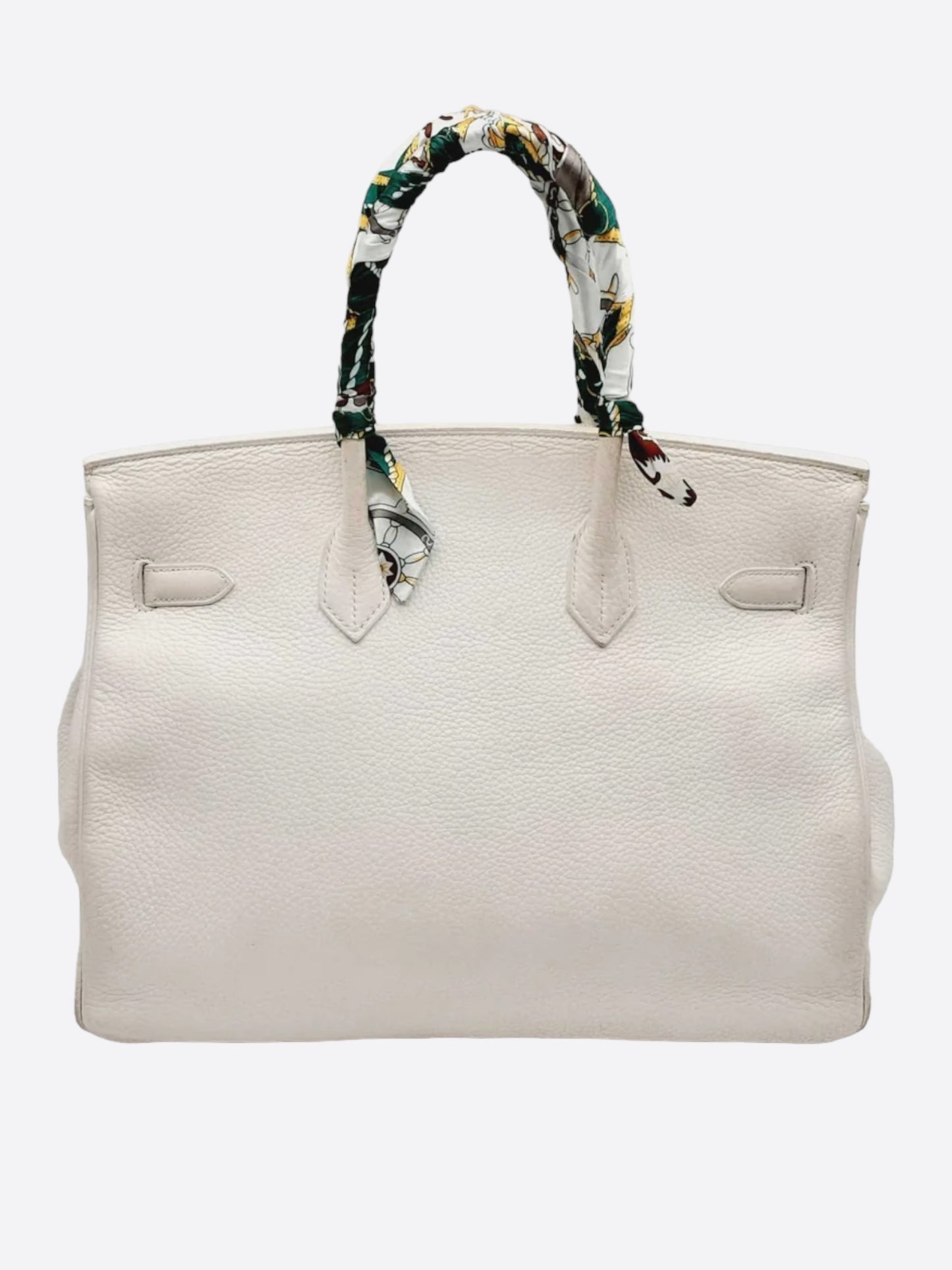 Hermes White Clemence Birkin 35